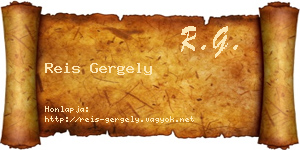 Reis Gergely névjegykártya